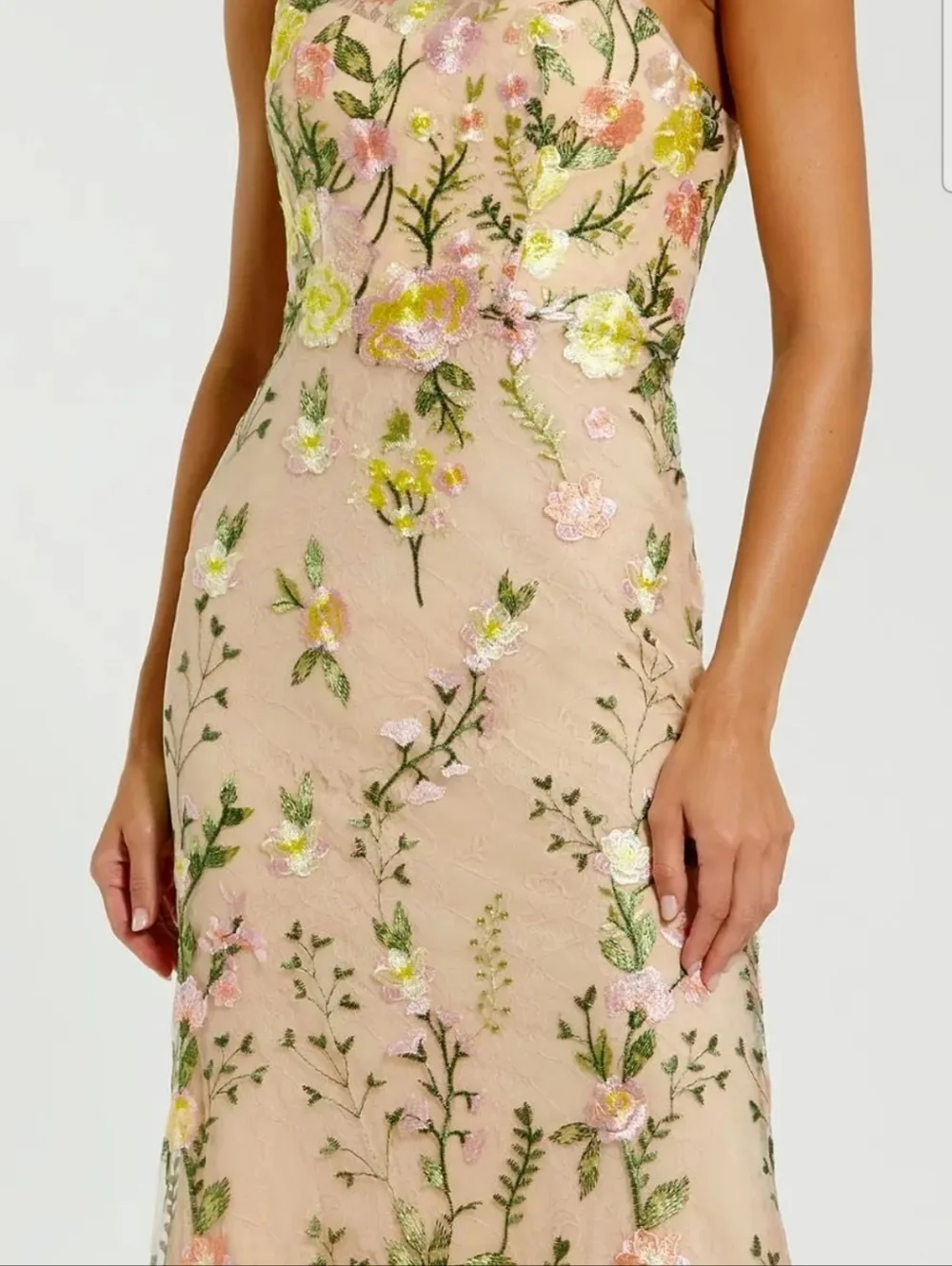 Mac Duggal 68606 Size 8 One Shoulder Lace Floral Embroidered Gown‎ Maxi Dress - Picture 4 of 4